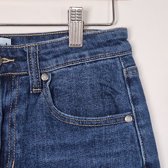 Abound Womens Mini Denim Skirt Frayed Hem Medium Wash Button Zipper Closure 25 - Picture 10 of 10